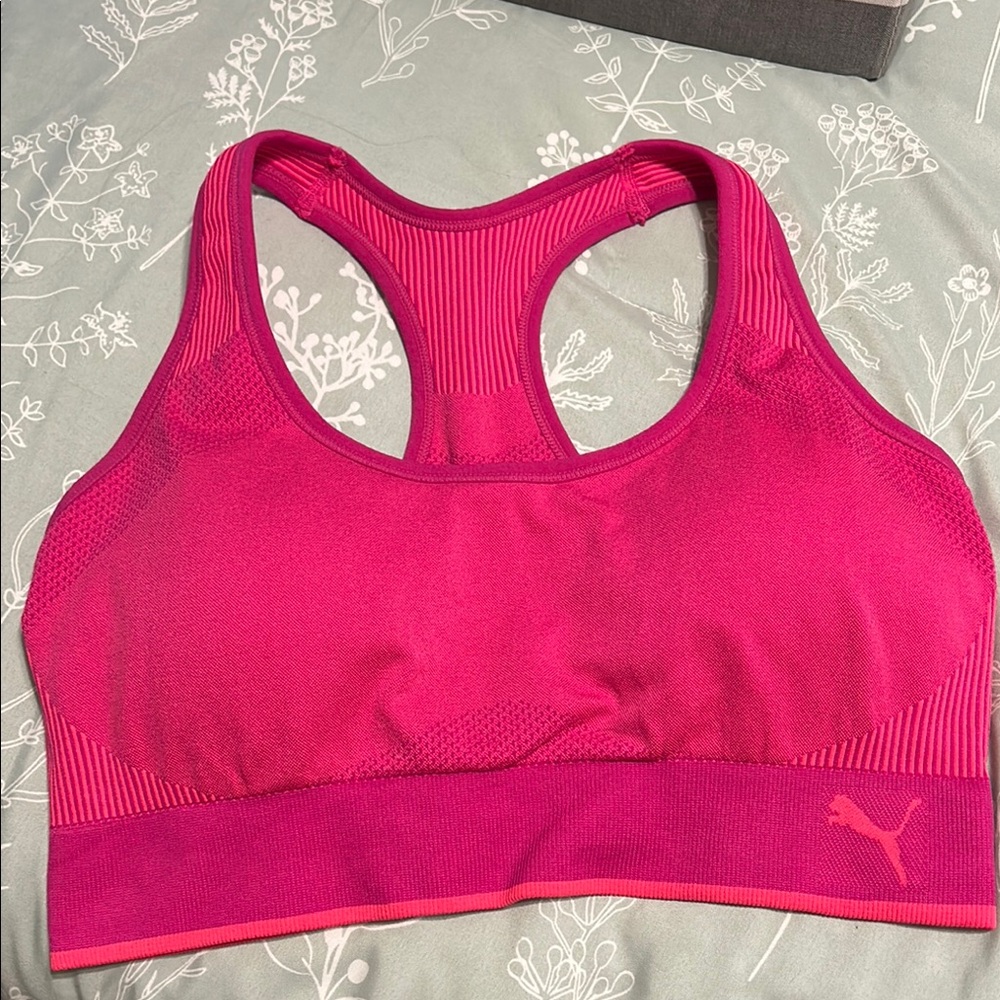 Puma Pink Racerback Sports Bra Seamless Design